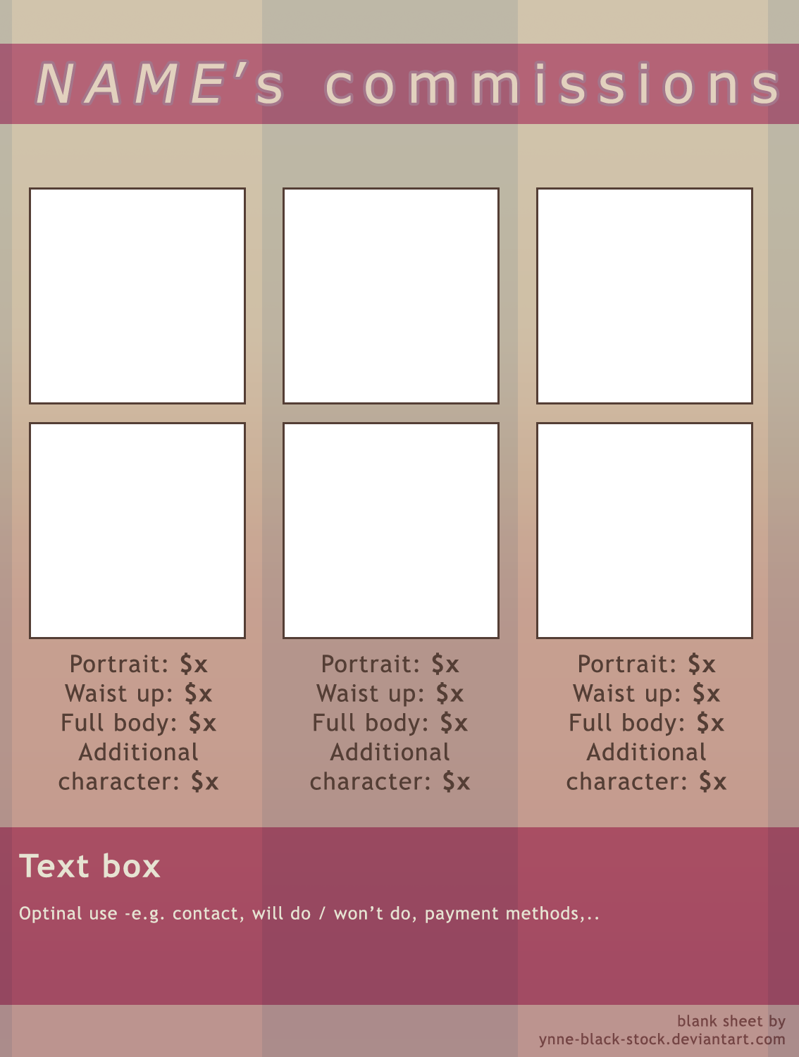 Edited Commission Sheet Psd Template By Ynne Black Stock On Deviantart