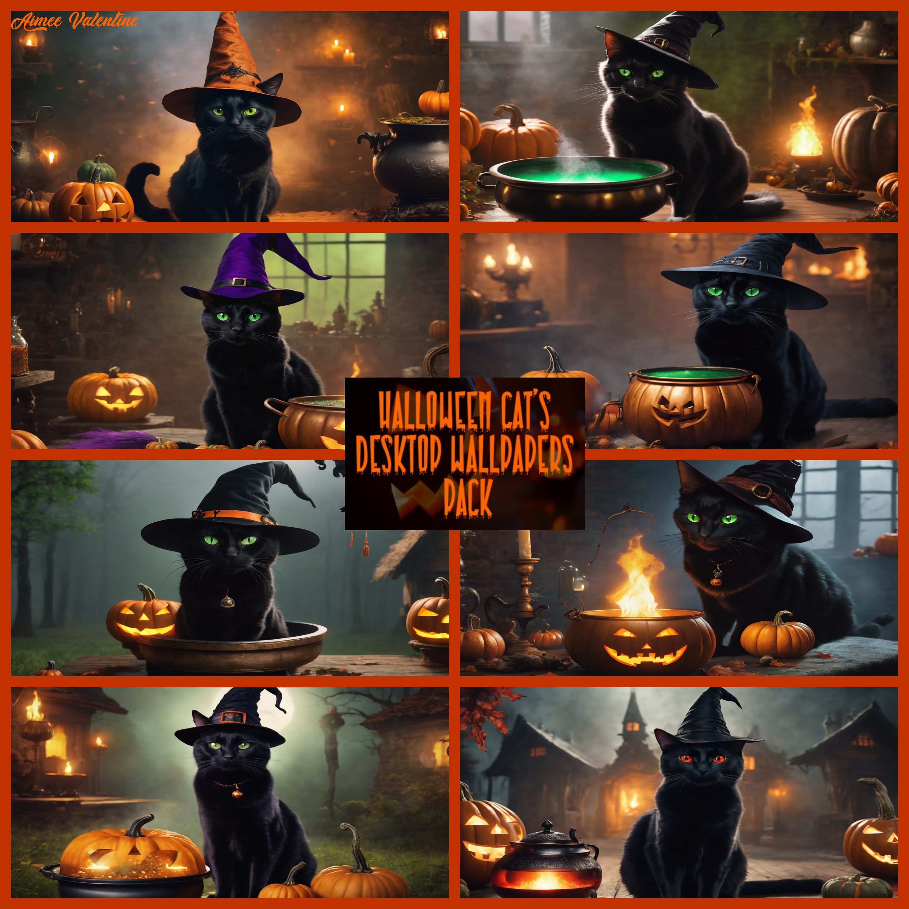 (Halloween Cat's Desktop Wallpapers Pack) by LadyValsArt1983 on DeviantArt