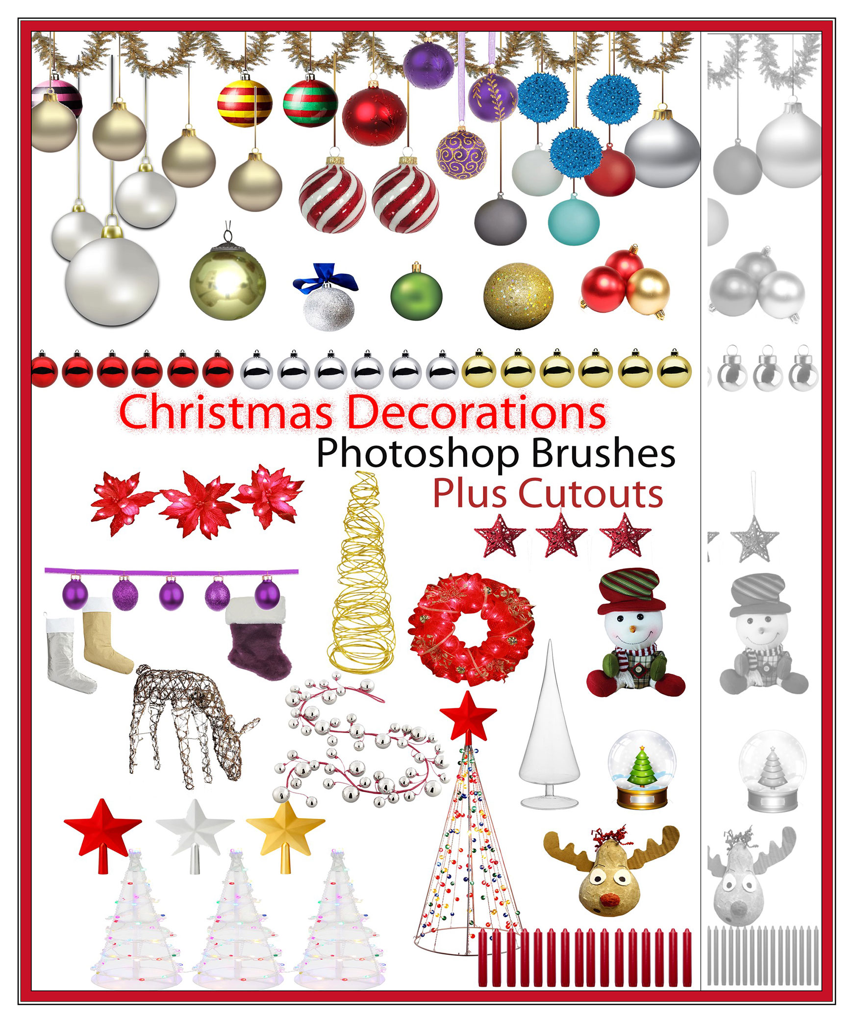 Free Christmas Decorations Brushes plus Cutouts