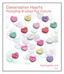 Conversation Hearts Photoshop Brushes plus Cutouts by ibjennyjenny