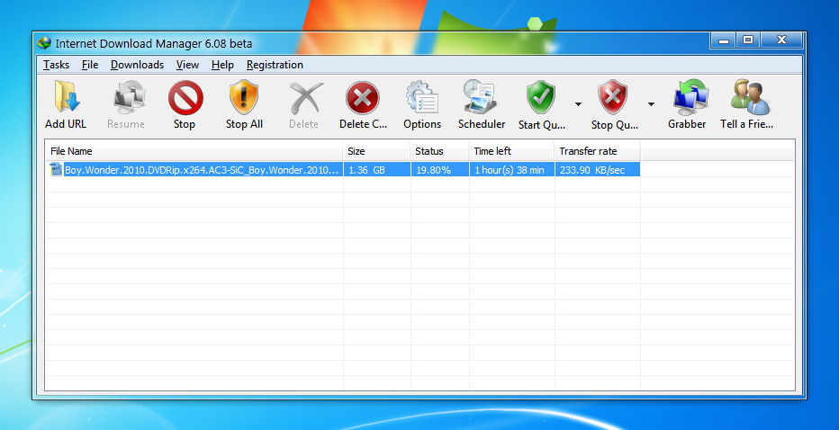 Windows 7 IDM Toolbar Icons