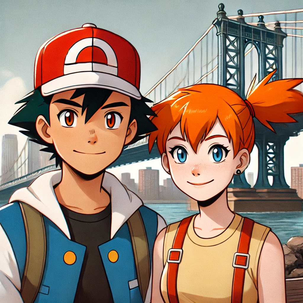 Ash and Misty Visiting The Manhattan Bridge by Maruku24 on DeviantArt