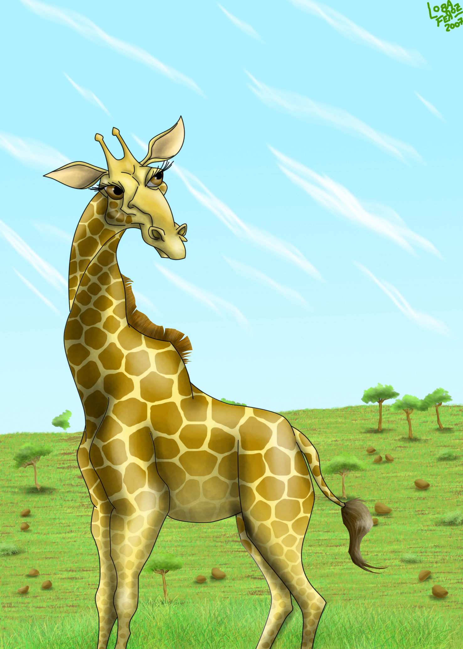 giraffe in the savannah by LobaFeroz on DeviantArt