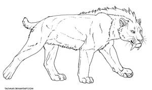 FREE wonky Smilodon lineart