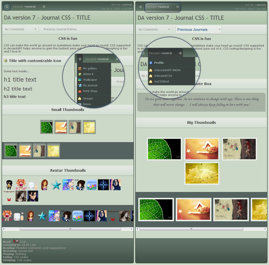 DA version 7 Journal CSS by CypherVisor on DeviantArt