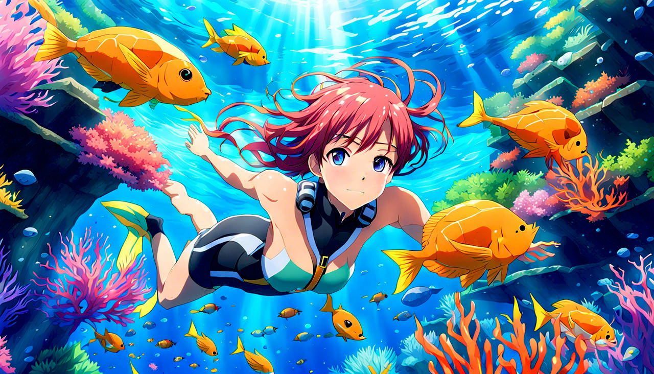 Free Diving Girl Underwater with the Fishes by GI32 on DeviantArt