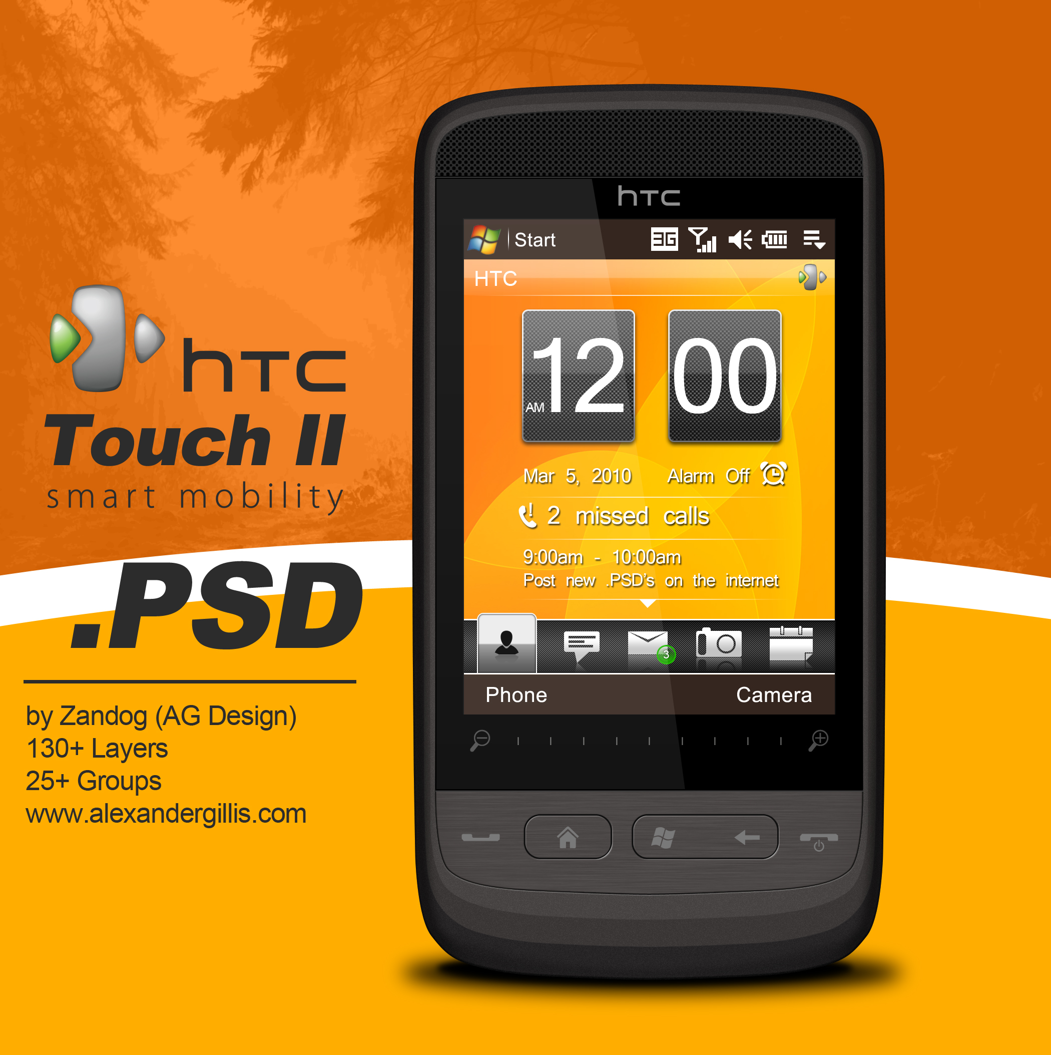 HTC Touch 2 Smartphone .PSD