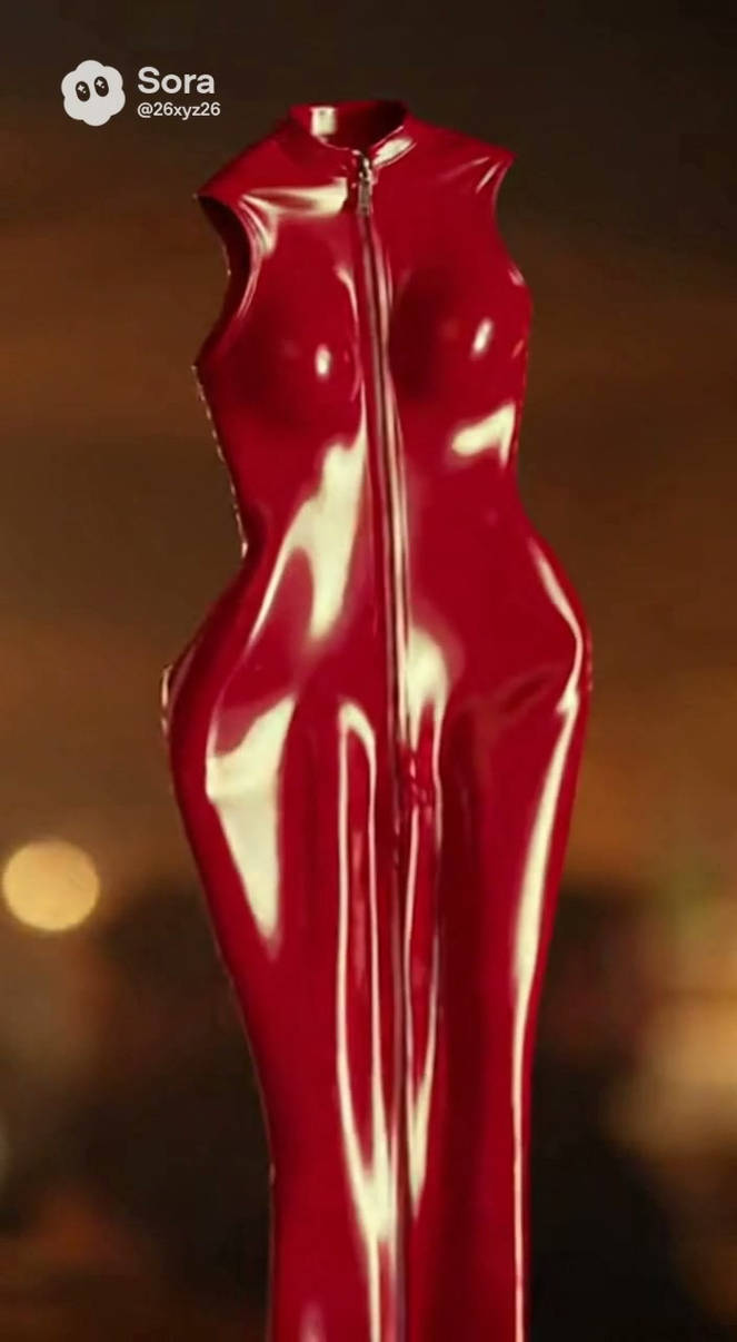 Sarah becomes a red latex dress by Sarahthewitch13 on DeviantArt