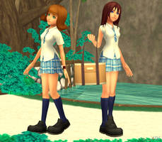 Kairi and Selphie - School Uniform