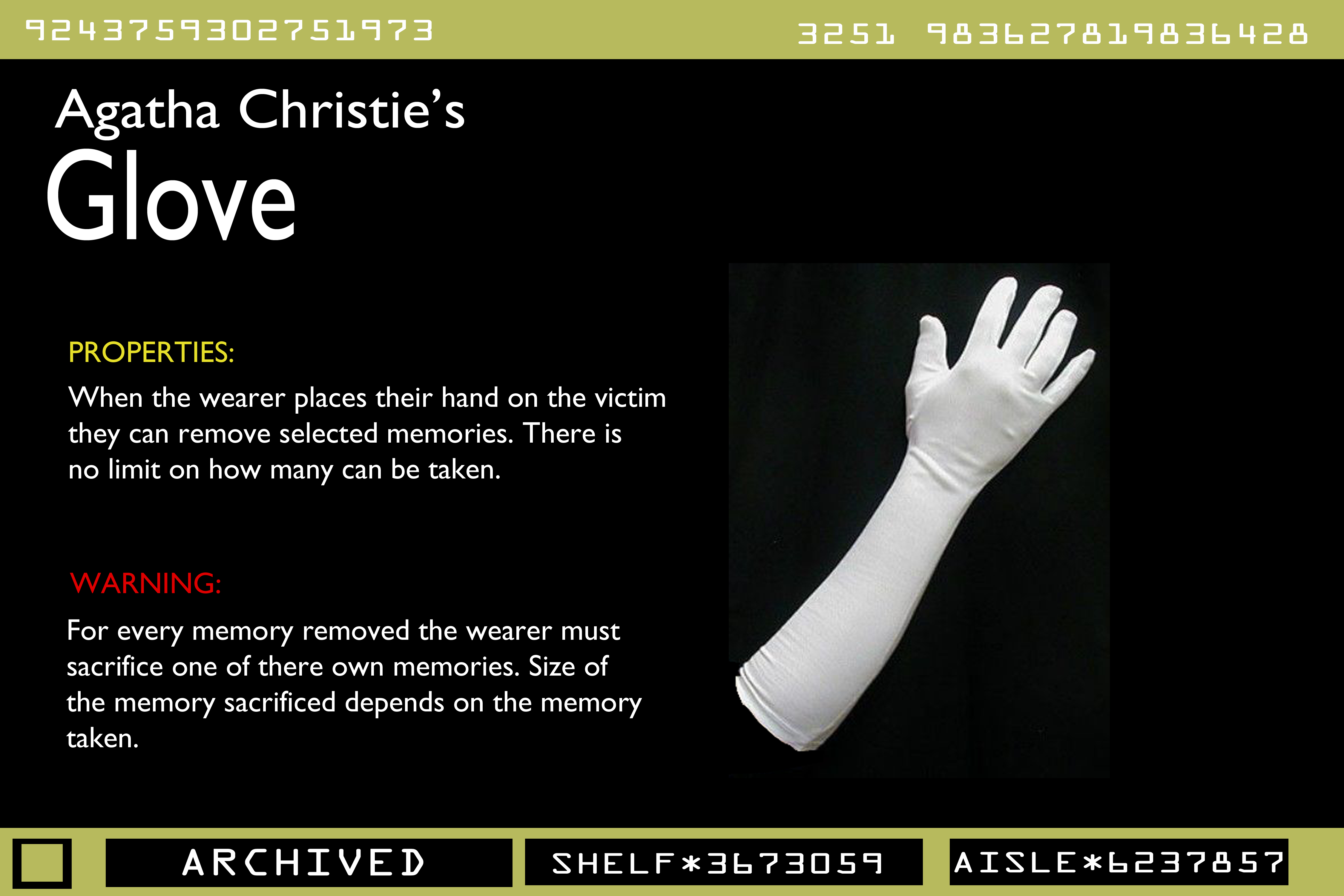W13 artifact Agatha Christie's Glove by LupinKurt on DeviantArt