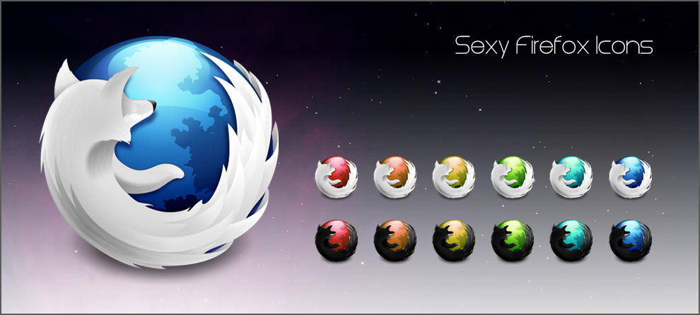 edits of the old firefox icon with both white & black foxes and the globe in various colors