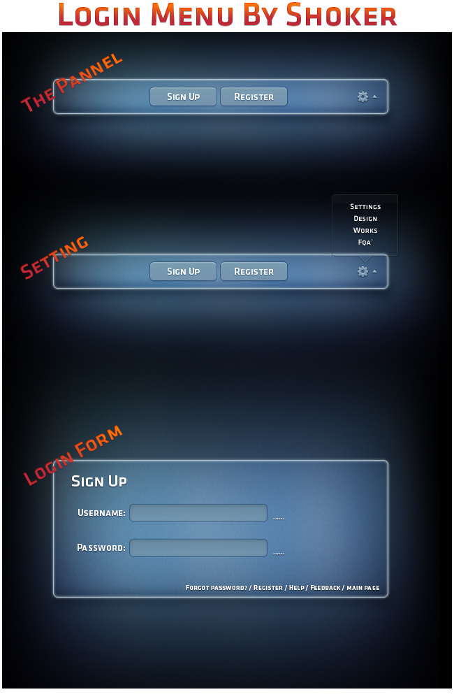 Glowing Blue Login Form PSD