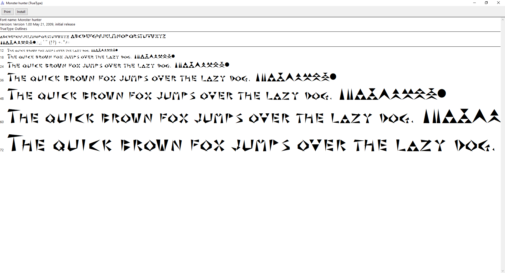 Monster Hunter Font: Type 1 and 2