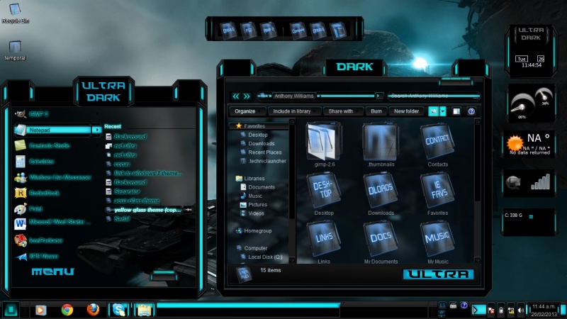 Blue Theme Ultra Dark Theme Windows 7