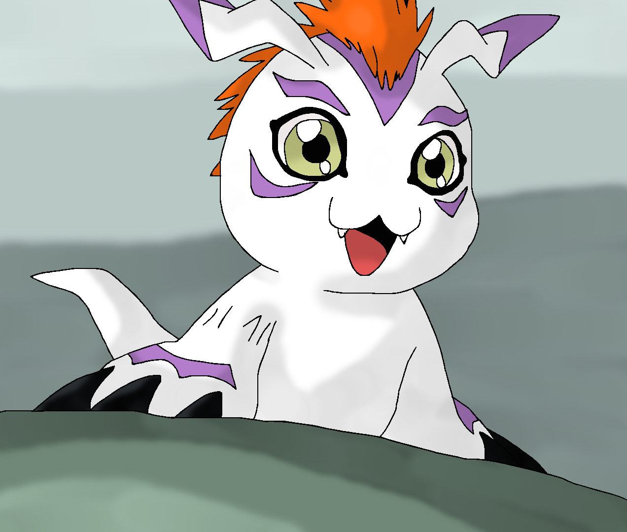 Gomamon on a rock by Mojo1985 on DeviantArt