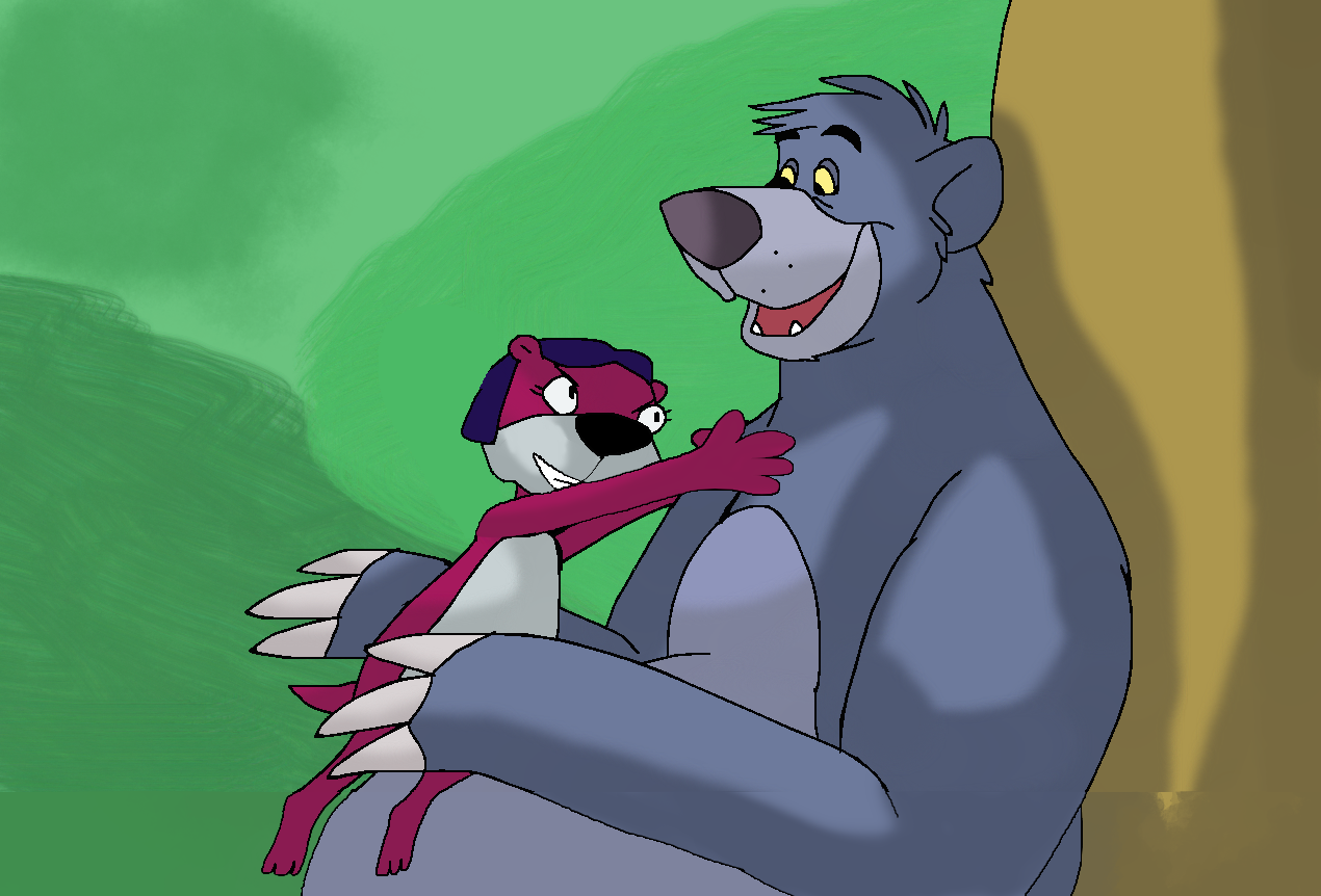 Jelly Otter wrestles with Baloo by Mojo1985 on DeviantArt