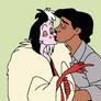 Prince Eric kissing Cruella de ville