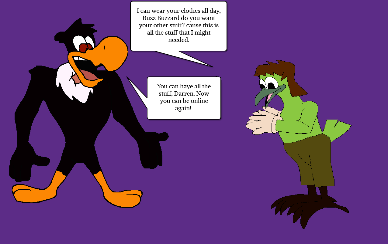 Darren the Crow wearing Buzz Buzzard's clothes by Mojo1985 on DeviantArt