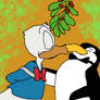 Mary Poppins penguins kissing Donald Duck under t