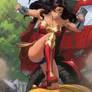 Wonder woman versus big Bertha with Spider-Man 