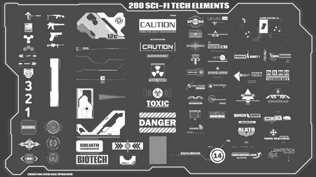 200 White Scifi Elements Pack