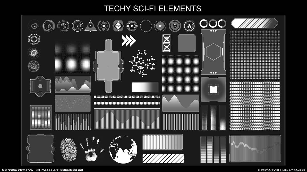 Techy SciFi HUD Elements Pack by spiraloso on DeviantArt