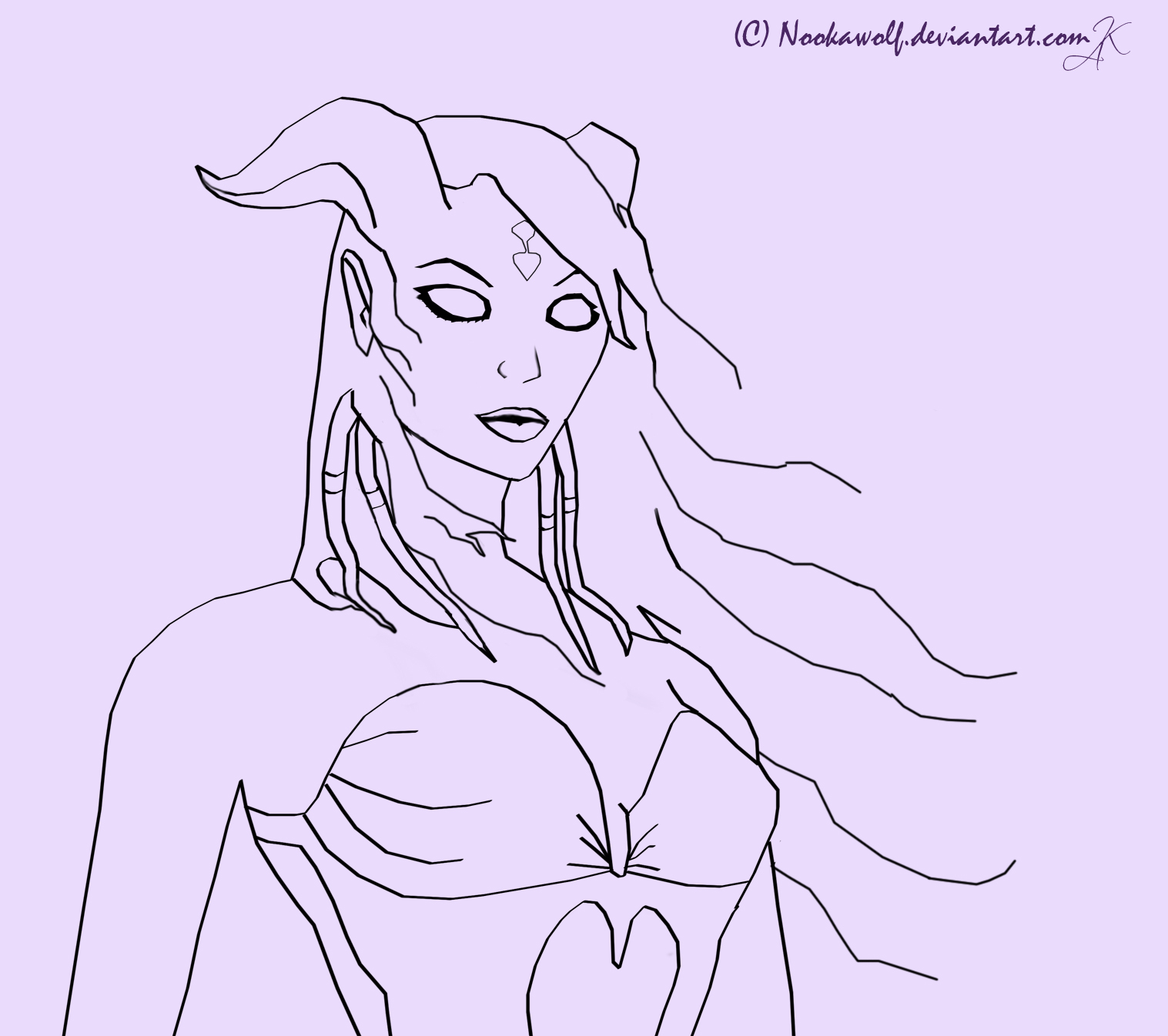 Female Draenei Lineart