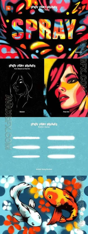 Spray Paint Illustrator Brushes, de avxgfx