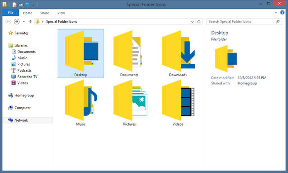 Metro Special Folder Icons and PDN - Six Icons