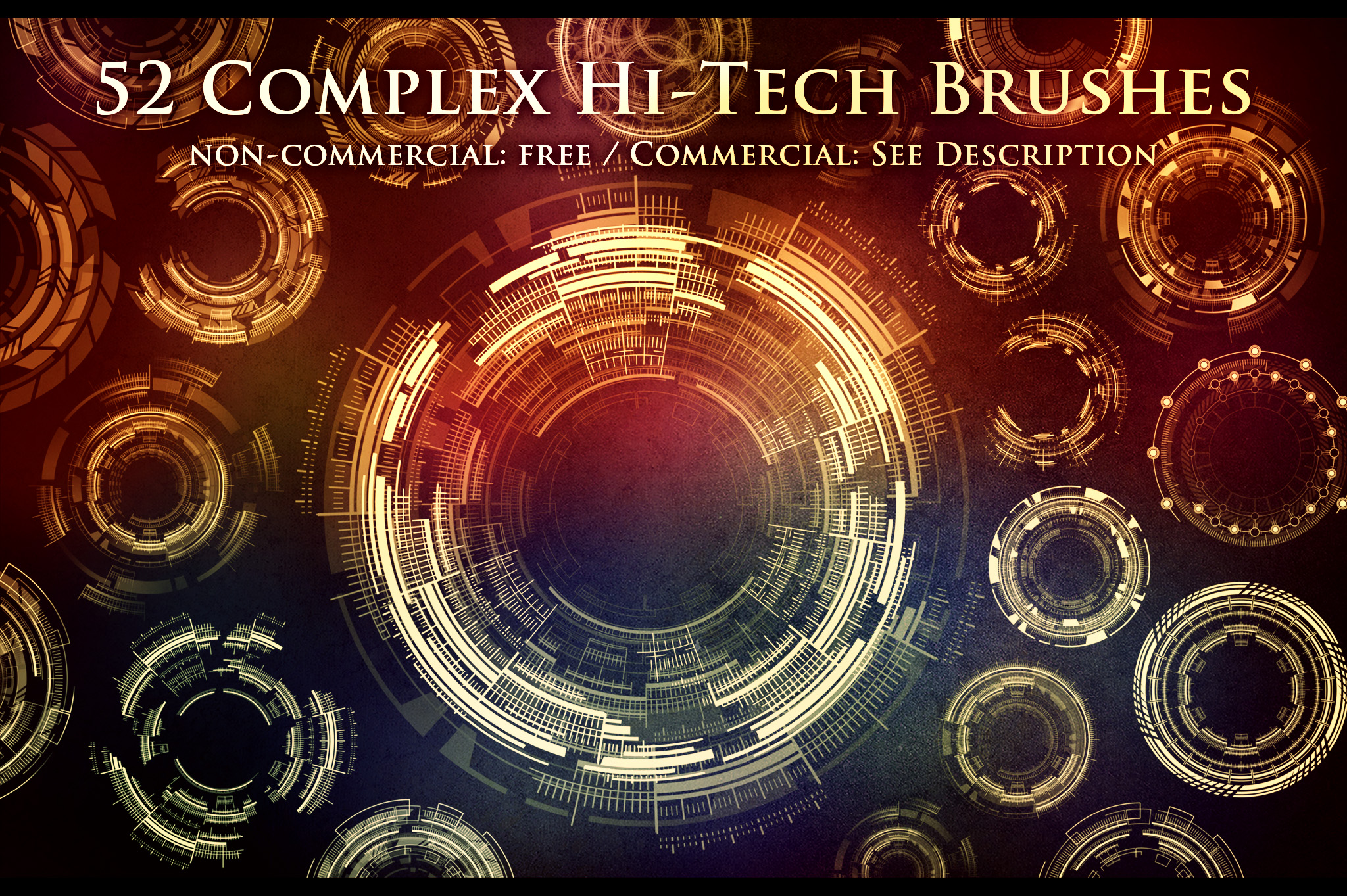 52 Complex Hi-Tech Sci-Fi Circle Brushes