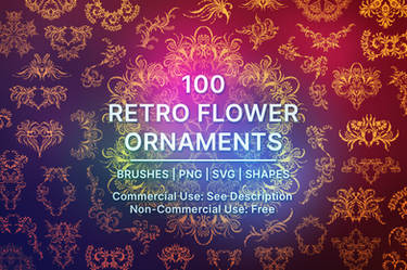 100 Retro Flower Ornament Brushes