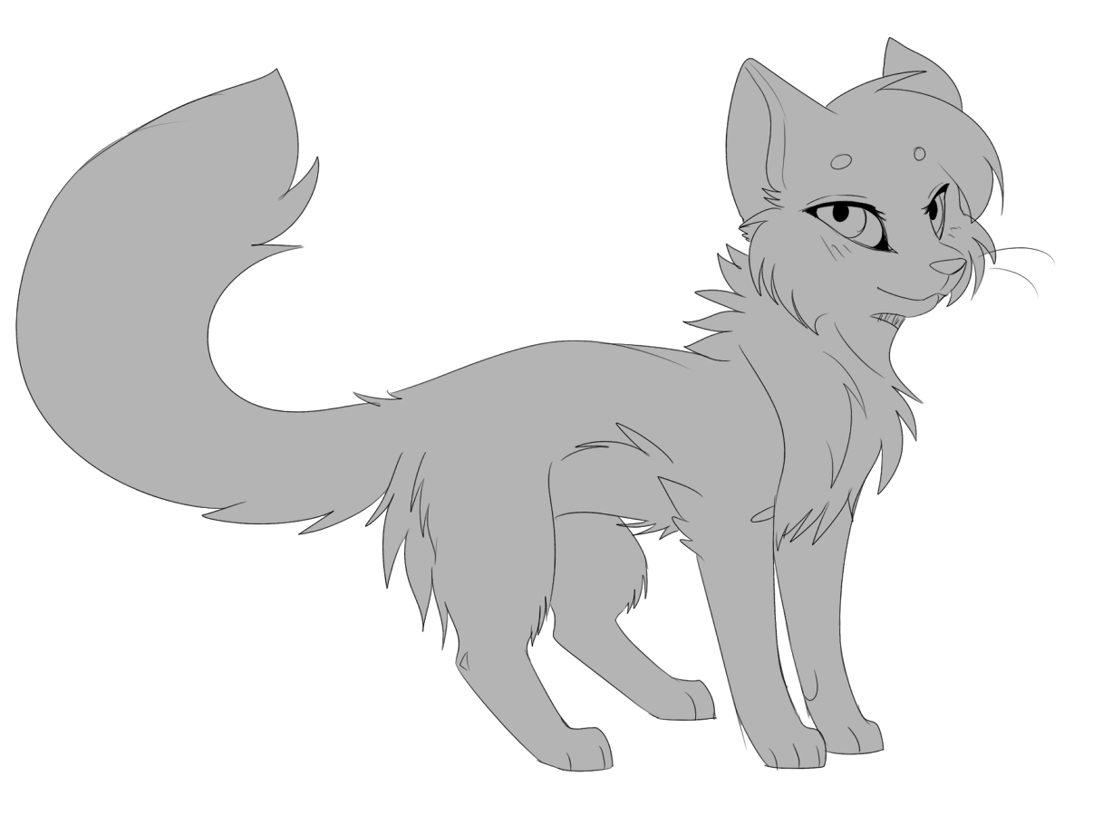 Free Fluffy Cat Lineart! 