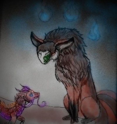 dragon and kitsune ( color version) by AmetrineAngel on DeviantArt