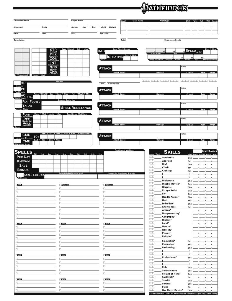 Pathfinder Project Slate Character Sheet v1 by ProjectSlate on DeviantArt