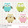 Cute Owls Clipart set