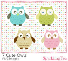 Cute Owls Clipart set