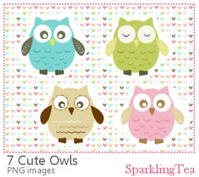 Cute Owls Clipart set