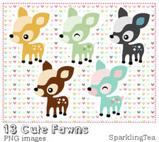 Cute Fawns Clipart set