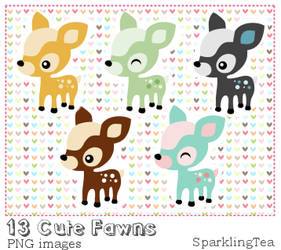 Cute Fawns Clipart set