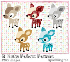 Cute Fabric Fawns Clipart set