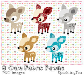 Cute Fabric Fawns Clipart set