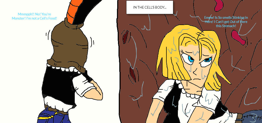 Android 18 in the Stomach of the Cell by lileehilee on DeviantArt