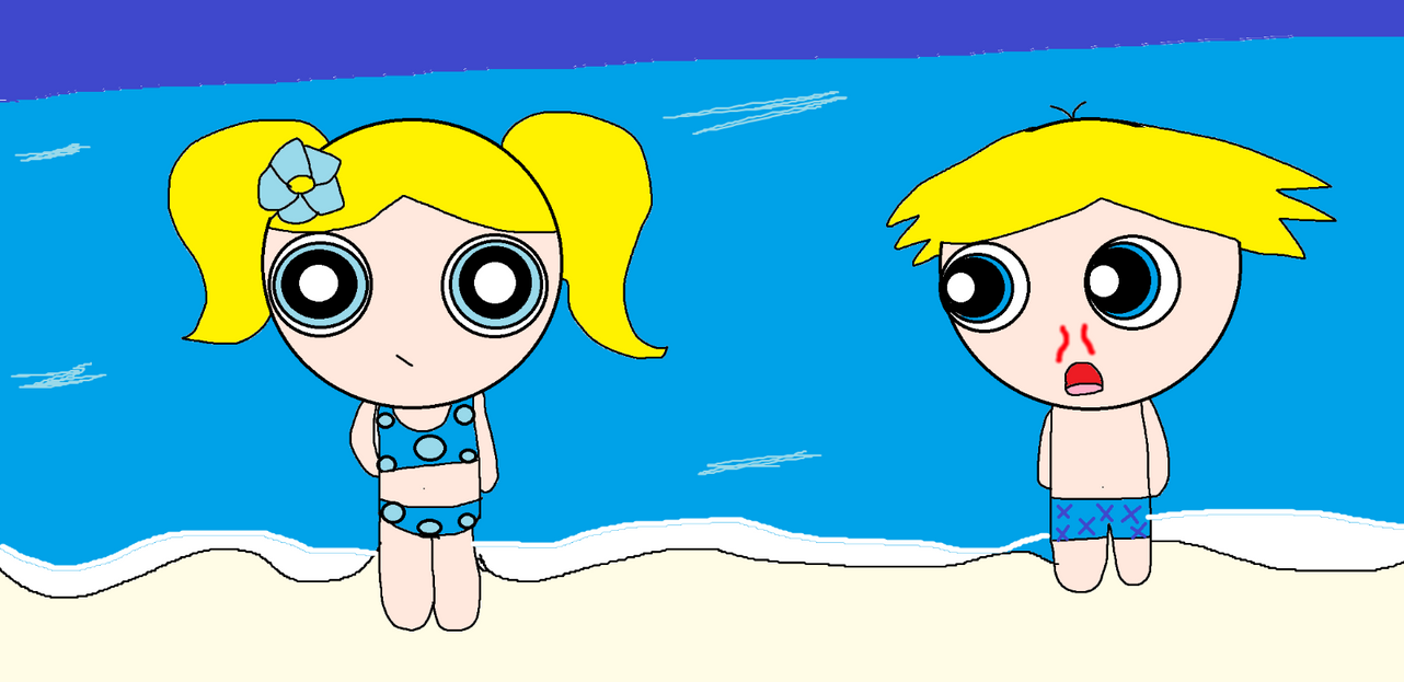 bubbles and boomer at the beach by lol2468lol on DeviantArt