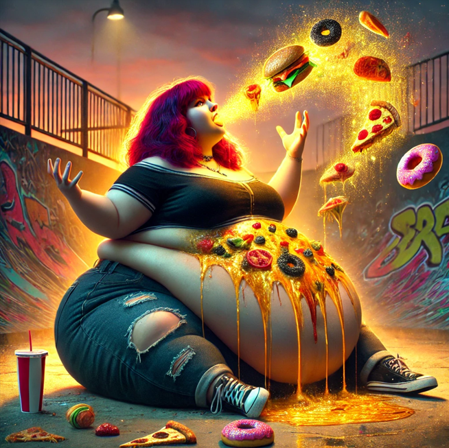 AI Alt Girl Food Storm Weight Gain 6 by lucky54481 on DeviantArt