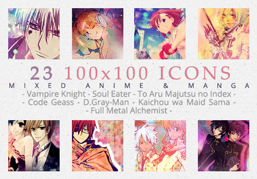23 100x100 Mixed Anime And Manga Icons By Deliquescedesign On Deviantart