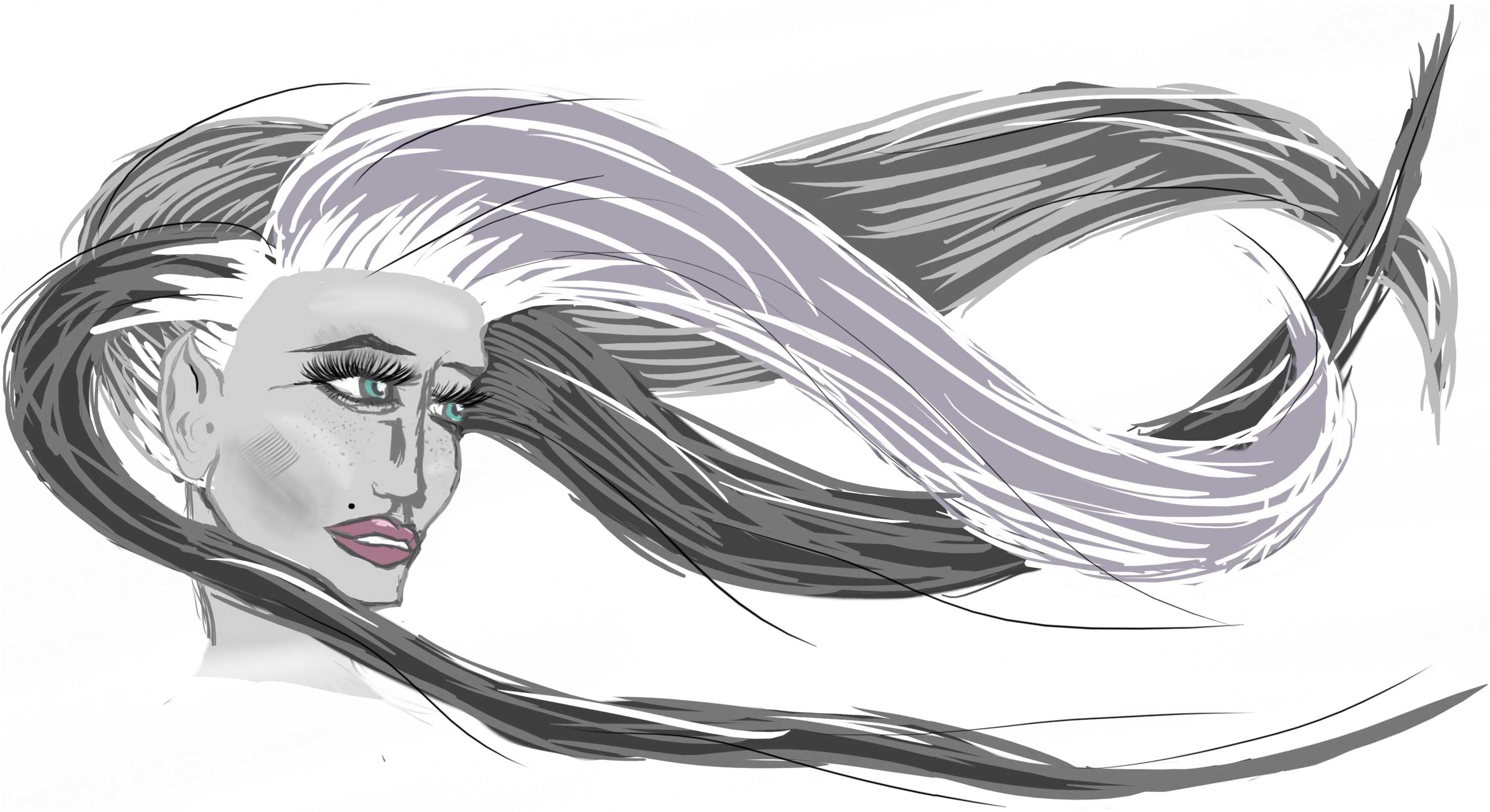 Test: lady with Medusa hair...