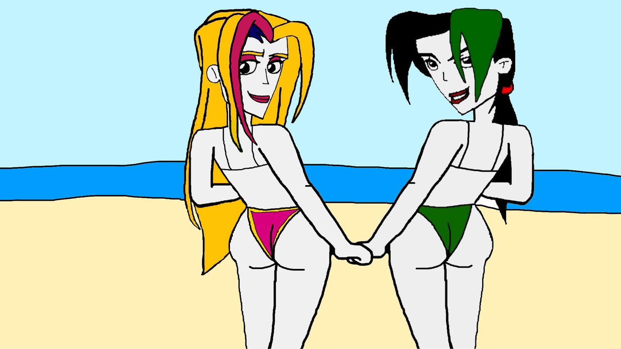 SUP-FAN's Emily and Lady At The Beach by Art-Man-1999 on DeviantArt