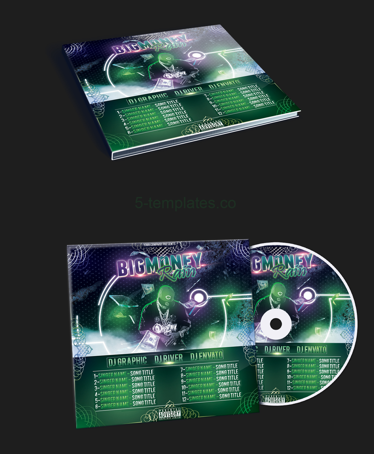 Big Money Rain Mixtape CD Cover FREE PSD TEMPLATE
