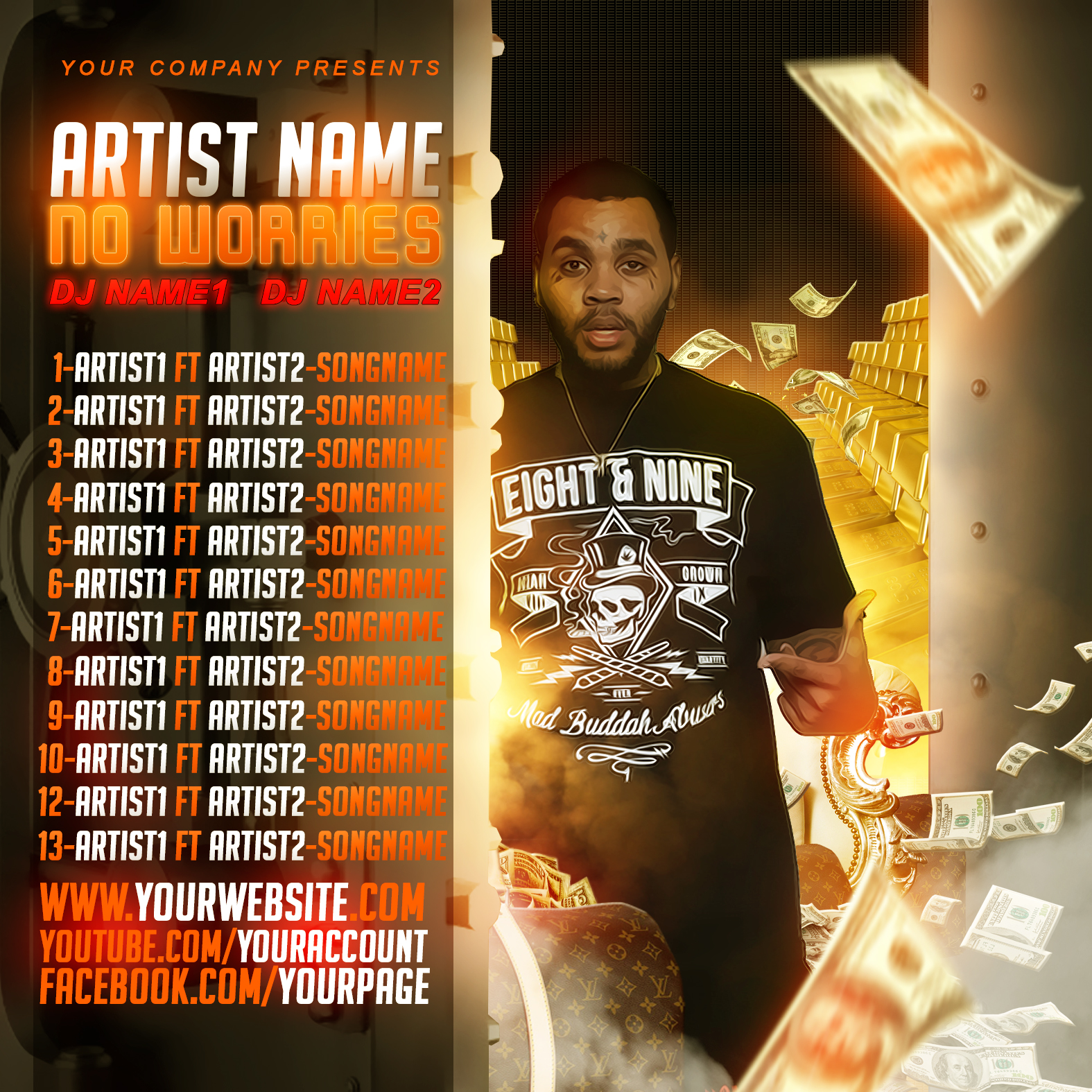 No Worries Mixtape CD Cover FREE PSD Template