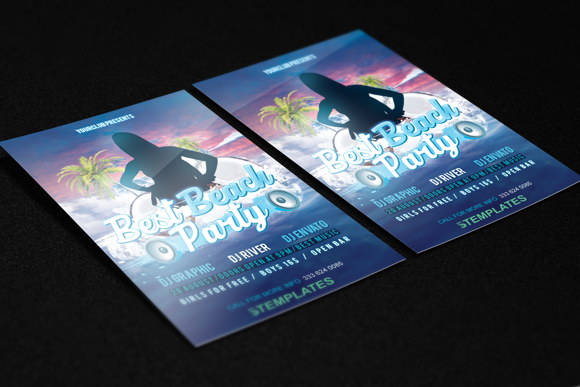 Beach Party Flyer FREE PSD Template